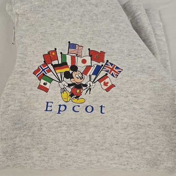 Vintage Disney Epcot 1/4 Zip Sweatshirt Gray 90's Mickey Mouse Made In USA - Picture 14 of 14